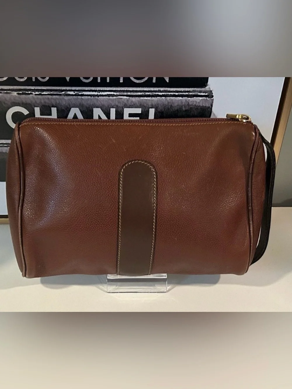 Dunhill Brown Leather Bag clutch Organizer Travel bag